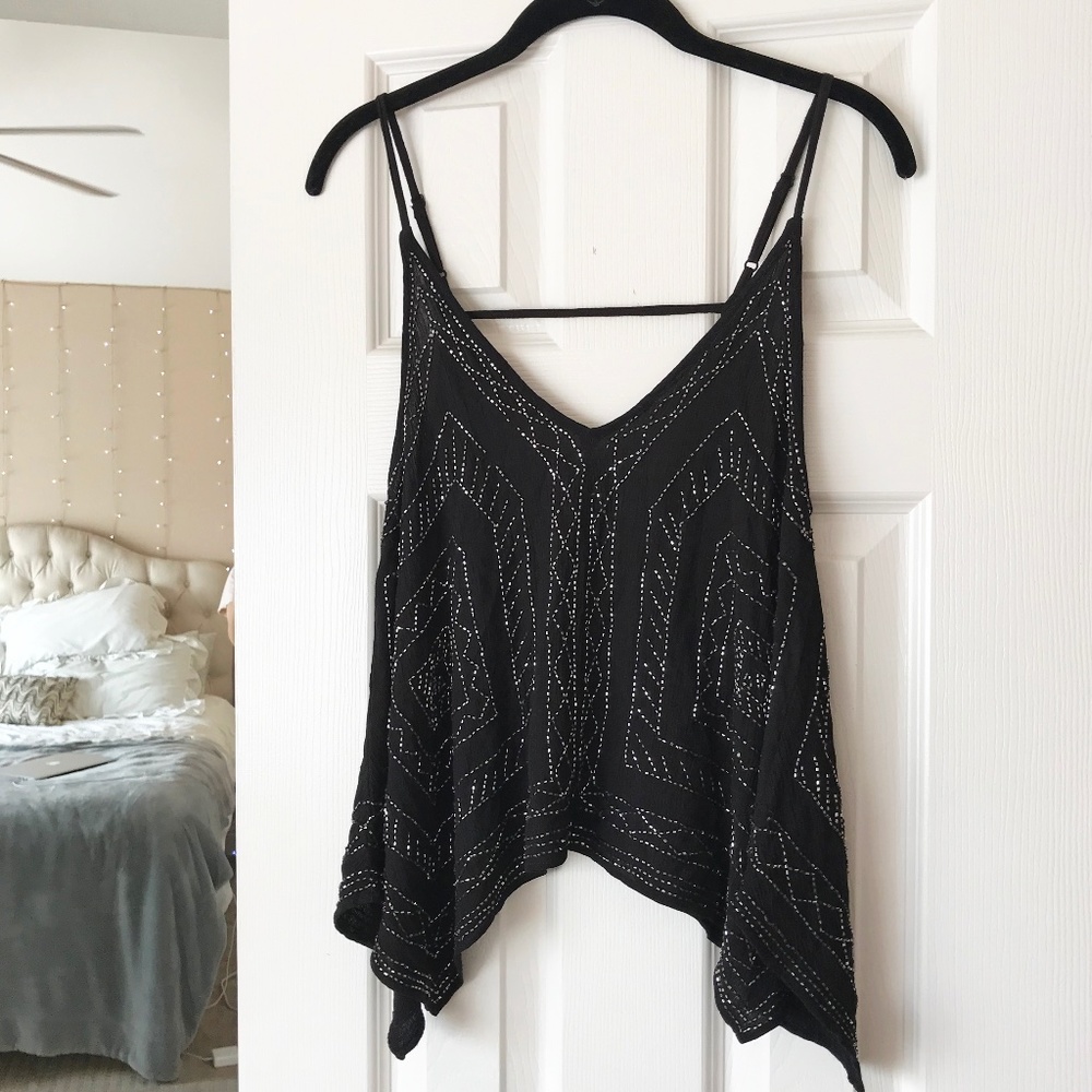 Black Beaded Cami - Free People Size Small
